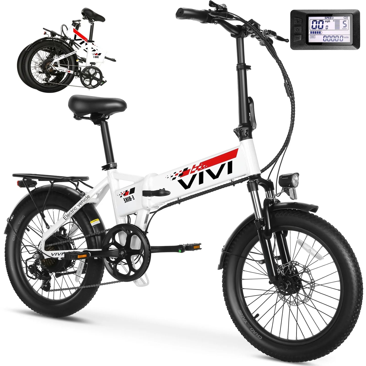 Electric Bike 20" X 2.4 Adult Folding Electric Bike 48V 500W Commuter Electric Bike Suspension Fork Electric Bike 19.8MPH Urban Electric Bike with Cruise Control, UL2849 Certified